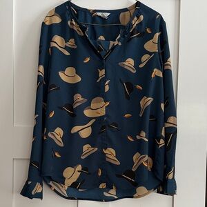 Bass Stylish Blue Blouse with Hat Print